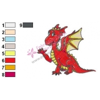 Red Baby Dragon Embroidery Design